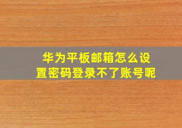 华为平板邮箱怎么设置密码登录不了账号呢