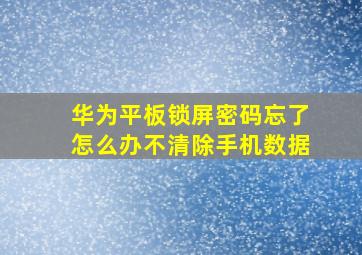 华为平板锁屏密码忘了怎么办不清除手机数据