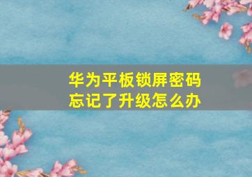 华为平板锁屏密码忘记了升级怎么办