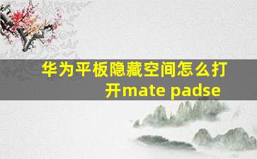 华为平板隐藏空间怎么打开mate padse