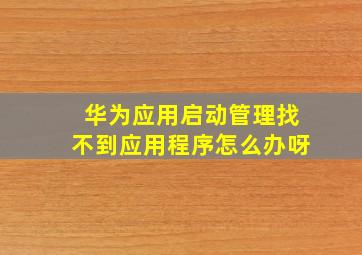 华为应用启动管理找不到应用程序怎么办呀