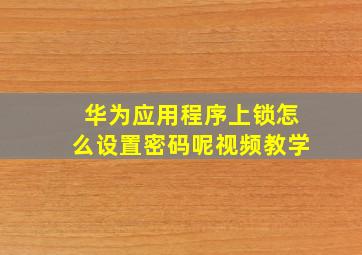 华为应用程序上锁怎么设置密码呢视频教学