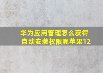 华为应用管理怎么获得自动安装权限呢苹果12