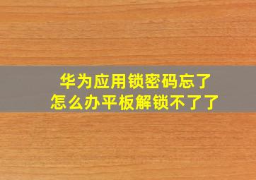 华为应用锁密码忘了怎么办平板解锁不了了