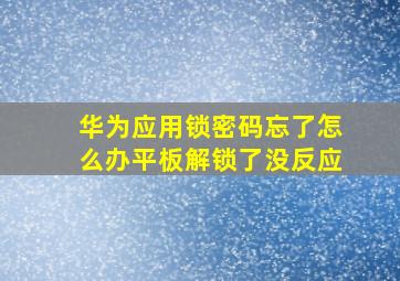 华为应用锁密码忘了怎么办平板解锁了没反应