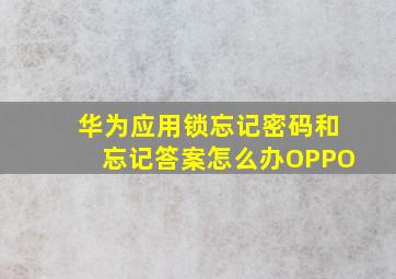 华为应用锁忘记密码和忘记答案怎么办OPPO