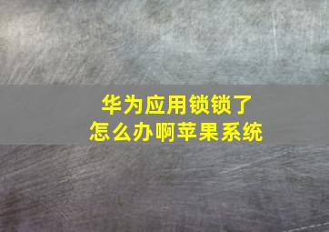 华为应用锁锁了怎么办啊苹果系统