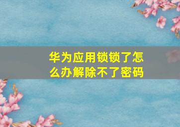 华为应用锁锁了怎么办解除不了密码