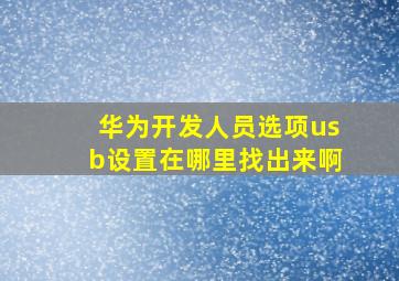 华为开发人员选项usb设置在哪里找出来啊