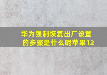 华为强制恢复出厂设置的步骤是什么呢苹果12