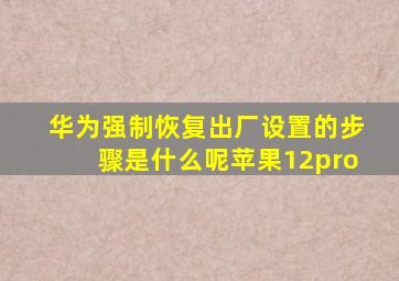 华为强制恢复出厂设置的步骤是什么呢苹果12pro