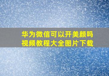 华为微信可以开美颜吗视频教程大全图片下载