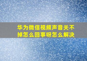 华为微信视频声音关不掉怎么回事呀怎么解决