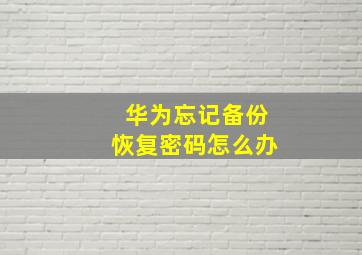 华为忘记备份恢复密码怎么办