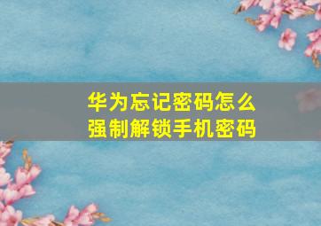 华为忘记密码怎么强制解锁手机密码