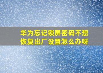 华为忘记锁屏密码不想恢复出厂设置怎么办呀