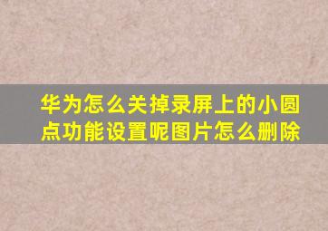 华为怎么关掉录屏上的小圆点功能设置呢图片怎么删除