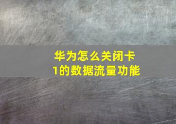 华为怎么关闭卡1的数据流量功能