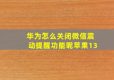 华为怎么关闭微信震动提醒功能呢苹果13