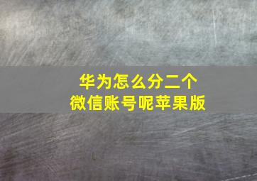 华为怎么分二个微信账号呢苹果版