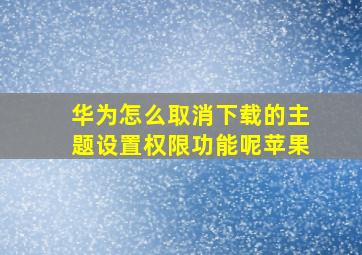 华为怎么取消下载的主题设置权限功能呢苹果