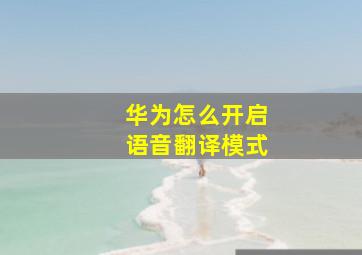 华为怎么开启语音翻译模式