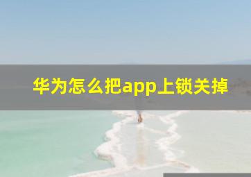 华为怎么把app上锁关掉