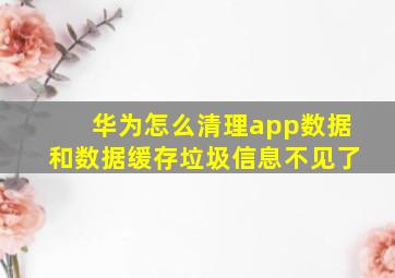 华为怎么清理app数据和数据缓存垃圾信息不见了