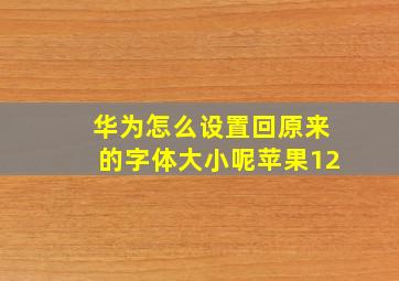 华为怎么设置回原来的字体大小呢苹果12