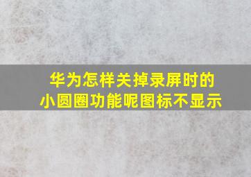 华为怎样关掉录屏时的小圆圈功能呢图标不显示