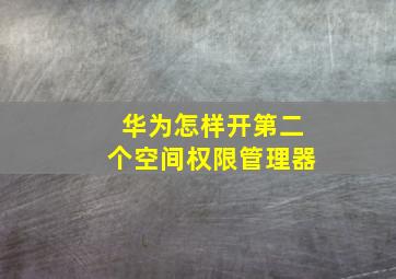 华为怎样开第二个空间权限管理器