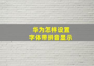 华为怎样设置字体带拼音显示