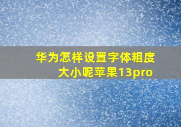 华为怎样设置字体粗度大小呢苹果13pro