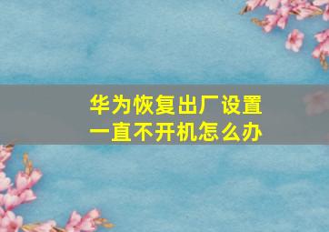 华为恢复出厂设置一直不开机怎么办