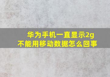 华为手机一直显示2g不能用移动数据怎么回事