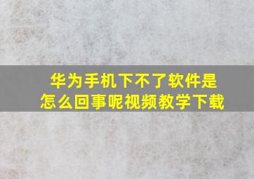 华为手机下不了软件是怎么回事呢视频教学下载