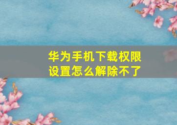 华为手机下载权限设置怎么解除不了