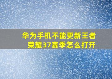 华为手机不能更新王者荣耀37赛季怎么打开