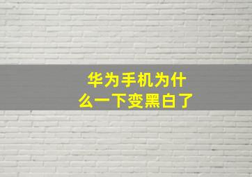 华为手机为什么一下变黑白了