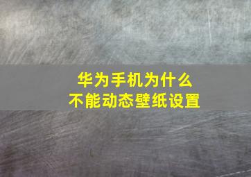 华为手机为什么不能动态壁纸设置