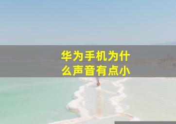 华为手机为什么声音有点小