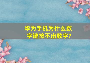 华为手机为什么数字键按不出数字?