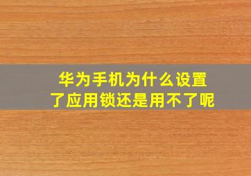 华为手机为什么设置了应用锁还是用不了呢