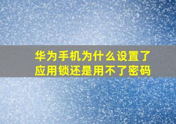 华为手机为什么设置了应用锁还是用不了密码