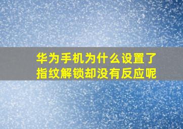 华为手机为什么设置了指纹解锁却没有反应呢