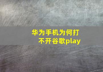 华为手机为何打不开谷歌play