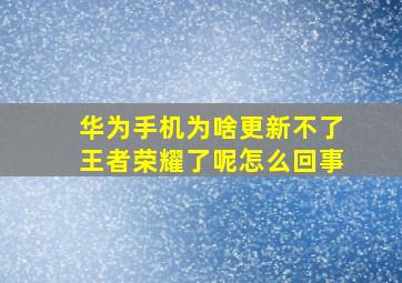 华为手机为啥更新不了王者荣耀了呢怎么回事