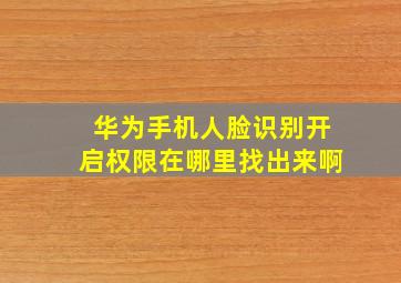 华为手机人脸识别开启权限在哪里找出来啊