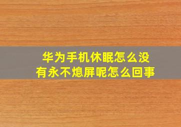 华为手机休眠怎么没有永不熄屏呢怎么回事