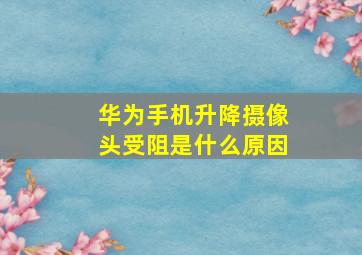 华为手机升降摄像头受阻是什么原因